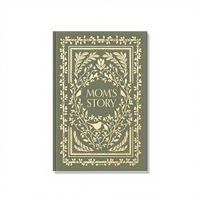 Journal personnalisé pour femme en cuir pleine fleur de vache vert sauge, reliure cousue, dorure à chaud fleurie, cadeau pour la mère