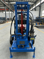 Foreuse rotative mobile diesel avec moteur de 22 CV et composants essentiels pour le forage de puits d'eau, profondeur max. 200 m