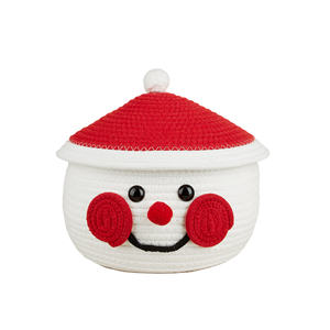 Panier de rangement en corde de coton pour bébé, adorable bonhomme de neige, organisateur de jouets, décorations de Noël pour enfants, panier de rangement pour bonbons - Product Image 1