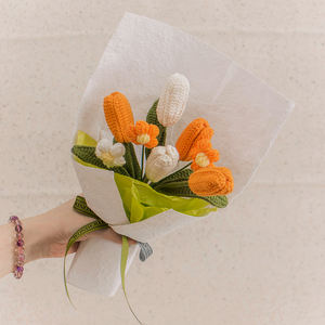 2025 <strong>Handmade</strong> <strong>Knitted</strong> Tulip Bouquet Soft Artificial Yarn <strong>Flowers</strong> for Graduation Mother's Day Christmas New Year Decor Gift for - Product Image 3