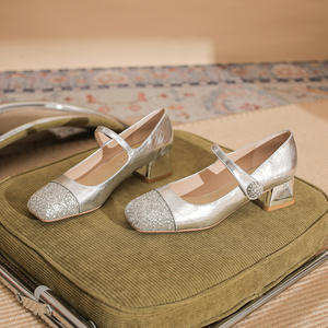 Zapatos de Novia Hechos a Mano con Diseño de Pedrería, Tacones Altos y Gruesos con Cordones, para Mujer, Formales y a la Moda, Venta al Por Mayor Directo de Fábrica - Product Image 6