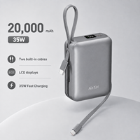 Power Bank Li-Polymer 2-in-1 20000mAh 35W PD Pengisian Cepat dengan Kabel Dual Type C Port USB Anti Api ABC+PC Grosir OEM