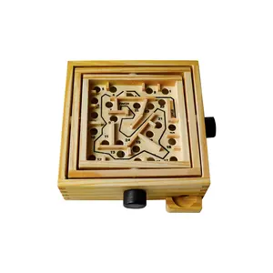 Jogo de tabuleiro c04018, labirinto de mesa e labirinto de madeira com dois chips de aço e tamanho pequeno