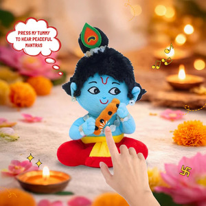 Peluche Bébé Krishna chantant le mantra, 22 cm, poupée Krishna en peluche douce, tissu en peluche de haute qualité, jouet éducatif spirituel - Product Image 5