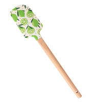 Ensemble de spatules en silicone à motif de fruits avec manche en bois pour la pâtisserie et le mélange, design orange, citron, ananas, outil de cuisine