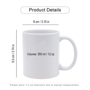 Tasses à café en céramique blanches de 12 oz de haute qualité pour sublimation, personnalisables et colorées, pour impression, <span class=keywords><strong>prix</strong></span> d'usine - Product Image 2