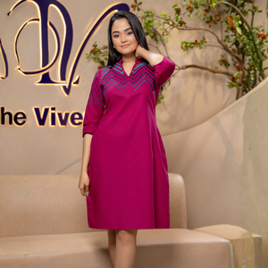 Vestido Corto de Lino con Bordado en Zigzag y Cuello Chino para Mujer, Ropa al por Mayor para Boutique - Product Image 5