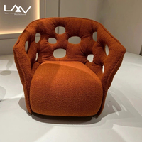 Fauteuil de salon de style designer, fauteuil de détente ajouré, chambre d'hôtel, cadre en FRP, tissu orange, fauteuil simple, meubles