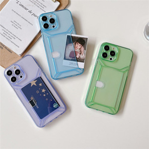 Custodia per telefono a portafoglio in TPU morbido antiurto colorato trasparente Anti <span class=keywords><strong>giallo</strong></span> per <span class=keywords><strong>iPhone</strong></span> 14 11 12 Mini 13 Mini XS Max <span class=keywords><strong>XR</strong></span> con porta carte di credito - Product Image 1