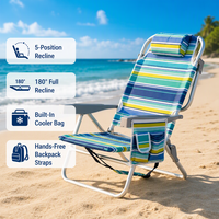 Chaise de plage pliable en aluminium légère Homevative XL Cooler+ Breeze |   Support de téléphone inclinable à 5 positions avec rangement intégré