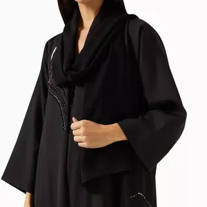 Abaya Nhà Cung Cấp Hồi Giáo Ramadan Eid Hạt Sang Trọng Thêu Chất Lượng Cao Phụ Nữ Dài Tay Áo Abaya Dubai Mới