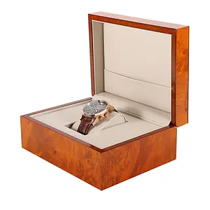 Kotak kemasan jam tangan kulit mewah kotak penyimpanan jam tangan kustom Logo kotak penyimpanan kayu jam tangan mewah untuk pria