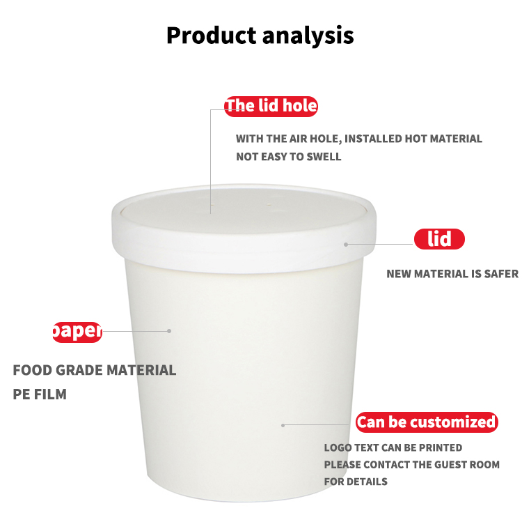 Custom Disposable paper double PE coated take away soup paper bowl with lid