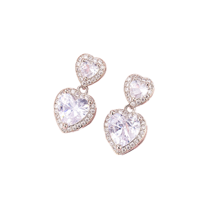 Pendientes de Lujo con Moissanita, Plata S925, 1CT+1CT, Corazón, VVS, Certificados por GRA, Clásicos, Unisex - Product Image 2