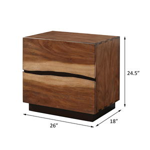 Smokey <b>Walnut</b> 2-<b>drawer</b> Nightstand Coffee Bean Finish Storage <b>Drawers</b> Bedroom Furniture - Product Image 4