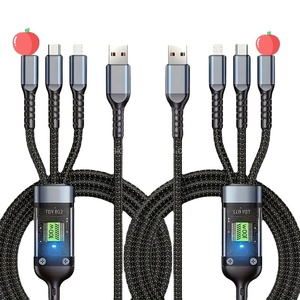 FOSIDA mesure réelle nylon <span class=keywords><strong>1</strong></span>.2m USB type-c 100W PD charge super rapide 100w câble 3 en <span class=keywords><strong>1</strong></span> pour iPhone Samsung - Product Image 3