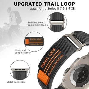 Bracelet de sport <span class=keywords><strong>Trail</strong></span> Loop amélioré compatible avec <span class=keywords><strong>Apple</strong></span> <span class=keywords><strong>Watch</strong></span> <span class=keywords><strong>Ultra</strong></span>, remplacement du bracelet en nylon, bracelet de montre réglable - Product Image 3