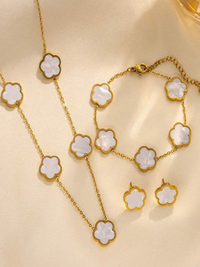 Set di Gioielli in Acciaio Inossidabile Placcato Oro 18K, Elegante e alla <span class=keywords><strong>Moda</strong></span> per Uso Quotidiano e Vacanze, Impermeabile e Resistente allo Sbiadimento - Product Image 5