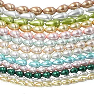 HX Crystal Teardrop Beads Pink White Gold Cream Ice Green Jade Water Drop Beads For DIY Jewelry Making