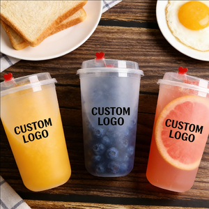 Vasos de Plástico Esmerilados de 500 ml, Pared Simple, 90 mm, Impresión UV, para Suministros de Restaurantes y Comida para Llevar - Product Image 1