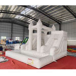 บ้านลมเป่าลมพีวีซีสีขาวสำหรับงานปาร์ตี้และงานแต่งงาน พร้อมสไลเดอร์คู่และบ่อบอลสีขาว สำหรับเด็กเล็ก - Product Image 2
