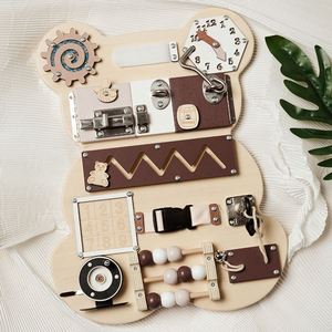 Educational New Sensory Toy Locks <b>Latches</b> Natural Wood Bear Montessori Wooden Busy <b>Board</b> for Kids - Product Image 6