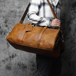 Bolsa de viaje de cuero para hombre, bolsa de viaje de negocios de gran capacidad - Product Image 1