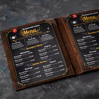 Couvertures de menu personnalisées en cuir véritable Crazy Horse, faites à la main, de luxe, modernes, portables, à double pliage, avec logo personnalisé pour cadeaux