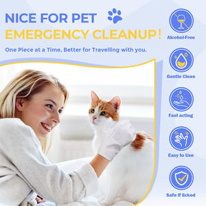 Gants de nettoyage <span class=keywords><strong>pour</strong></span> animaux de compagnie jetables sans rinçage hypoallergéniques Lingettes de bain <span class=keywords><strong>pour</strong></span> chiens et chats - Product Image 4