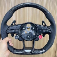 Volant en cuir semi-perforé pour Audi A3 A4 A5 A6 C6 C7 C8 B8 B9 RS3 RS5 RS7 S3 S4 S5 Q3 Q5 Q8 Accessoires de voiture