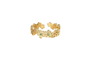 Bague Fleur Creuse Bohème Florale Symphonie de Couleurs en Laiton Plaqué Or 18 carats avec Zircon Cubique AAA, Bijoux pour Femme - Product Image 4