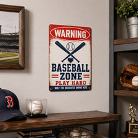 Letrero Metálico Vintage de Béisbol, Letrero Rústico de Metal, Decoración de Pared para Bar o Sala Deportiva, Letrero Metálico Personalizado