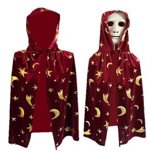 Disfraz de actuación de Halloween, capa de mago rojo para el Día de los niños con capa de estrella y Luna para atuendo de recreación - Product Image 2