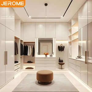 Armoire penderie modulaire en bois MDF avec membrane PVC blanche, personnalisable en usine, style moderne classique - Product Image 3