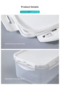 Rectangle PP Plastic Food <b>Container</b> Fridge Organizer with Silicone Sealed Lid <b>Stackable</b> <b>Storage</b> for Fruit & Vegetables - Product Image 5