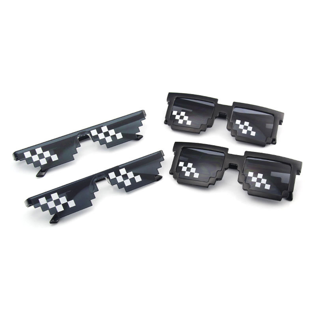 DDA39 Retro Hip-hop Cartoon Funny Sunglasses Cheap Party 8 Bit Pixel Code Cool Mosaic Sunglasses