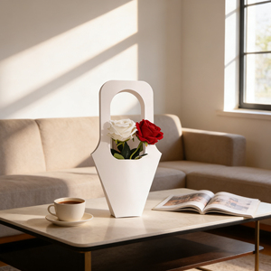 Elegante Caja de Regalo Plegable Ecológica para Flores con Asa |   Materiales Reciclados e Impresión UV |   para el Día de San Valentín y el Día de la Madre - Product Image 4