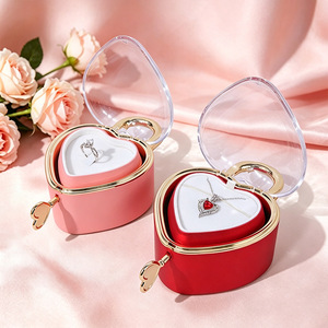 Caja de Joyería con Forma de Corazón y Rosa Preservada 360 °   Porta Anillos Giratorio de Acrílico con Rosa Eterna <span class=keywords><strong>para</strong></span> Ella, Regalo de Graduación - Product Image 2