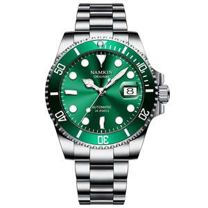 NAMKIN <b>Automatic</b> Mechanical Watch Stainless Steel Case 40mm Black Dial Sapphire Crystal Water Resistant Men's Sport Watch - Product Image 2