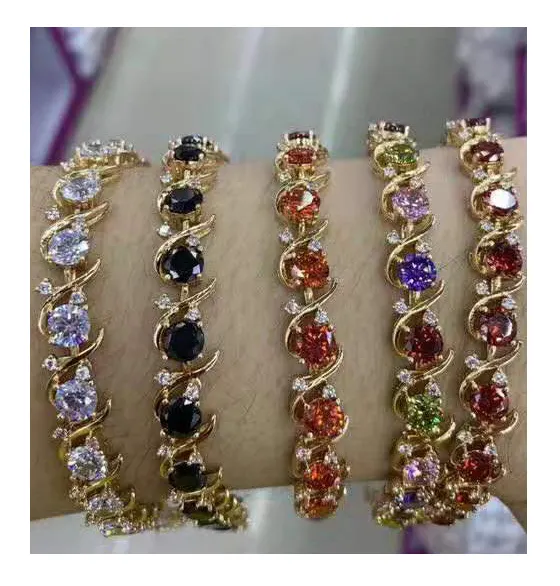 A01 Xuping Perhiasan Elegan Fashion Hollow Batu Warna Gelang untuk Wanita