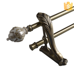 Oloman — Double tige en laiton poli pour rideaux, support mural pour rideaux, 28, 48 ", <span class=keywords><strong>3</strong></span>/4 - Product Image 4