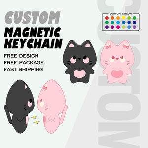 定制磁性毛绒动物钥匙圈迷你填充猫包吊坠搞笑情人节毛绒钥匙扣礼品 - Product Image 1