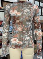 Kaos Wanita Cantik Model Turtleneck Lengan Panjang Berenda Bunga Transparan Slim Fit Atasan Dalaman