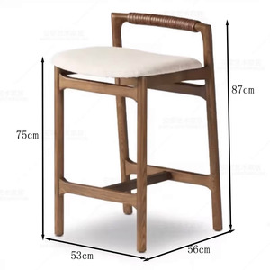 Taburete de <span class=keywords><strong>Bar</strong></span> de Estilo Retro Minimalista Nórdico Moderno con Cojín de Cuero Simple para Bares, Restaurantes, Cafeterías e Islas de Cocina - Product Image 2