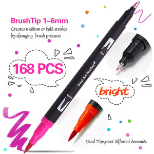 Bview Art168 Colors Juego de rotuladores de doble punta Cepillo Flexible y puntas Fineliner de 0,4mm para libros para colorear para adultos, Manga - Product Image 6