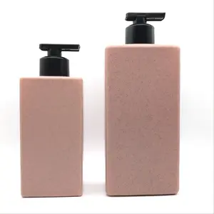 Hot Sale 100ml 200ml 250ml 300ml Empty Cosmetic Container Pump Packaging Square Wheat Straw Biodegradable Plastic Lotion Bottle