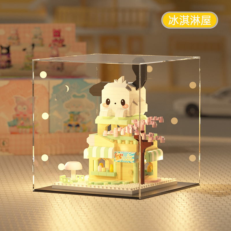 M3219-ice cream house, color box, acrylic, decorative lights