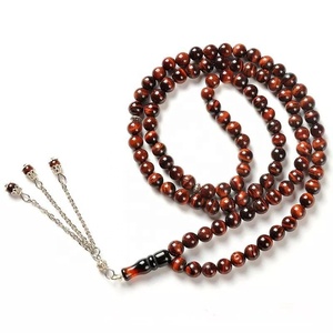 Piedra Natural Ojo de Tigre rojo 8mm mano leer 99 cuentas de oración musulmanas pulsera DIY borla cuenta mango cadena PB -- 009 - Product Image 1