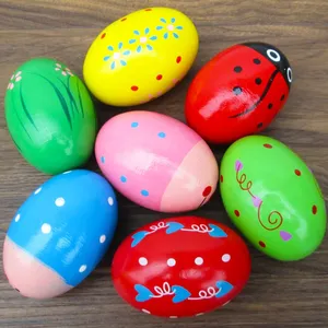 나무 계란 DIY 그림 계란 동물 디자인 교육 장난감 모래 흔들리는 계란