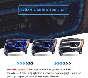 Phares LED VLAND 35W 12V pour Grand Cherokee WK2 4ème Génération 2011-2013, Animation Dynamique, Feux de Jour Bleus, Clignotants Séquentiels 12V - Product Image 2